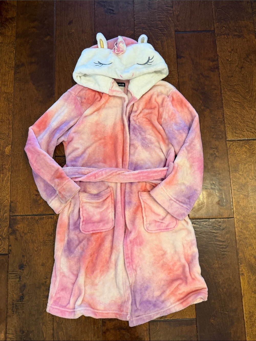 Cuddl Duds Girls' Pink & Purple Unicorn Hooded Plush Robe